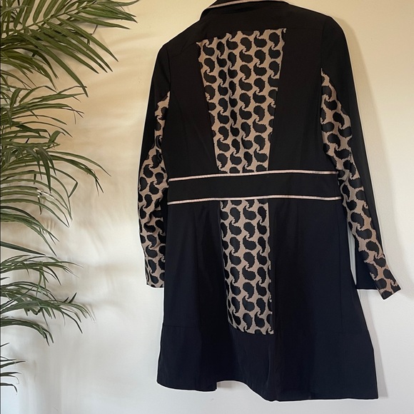 TAIFUN Vintage Graphic Paisley Duster Blazer | Longline Jacket | Noir/Sand - Picture 14 of 16